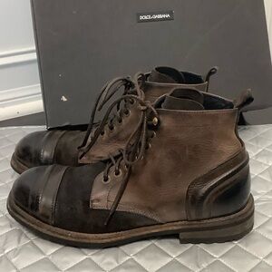 Dolce & Gabbana Brown Factory Worn Look Leather Men's Ankle Boots, Size 9